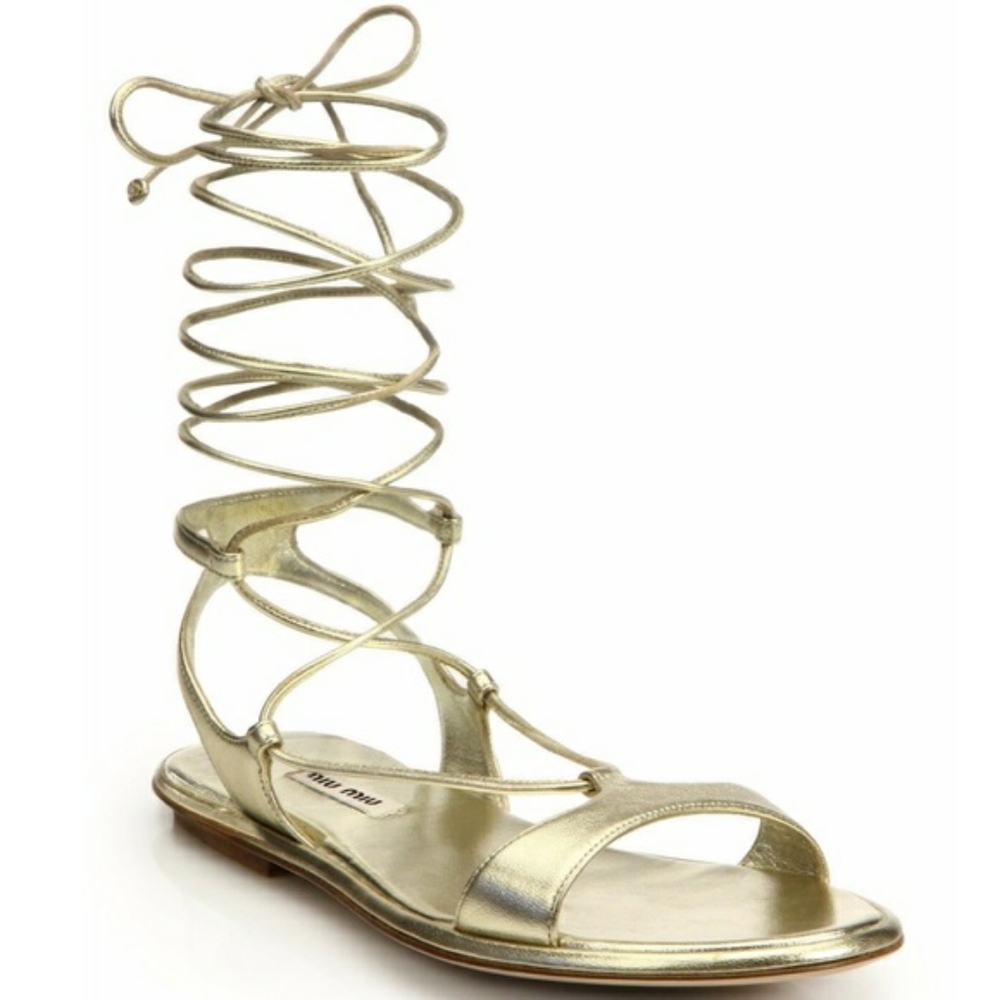 *HOST PICK* Miu Miu Lace-Up Gladiator Sandals, 5